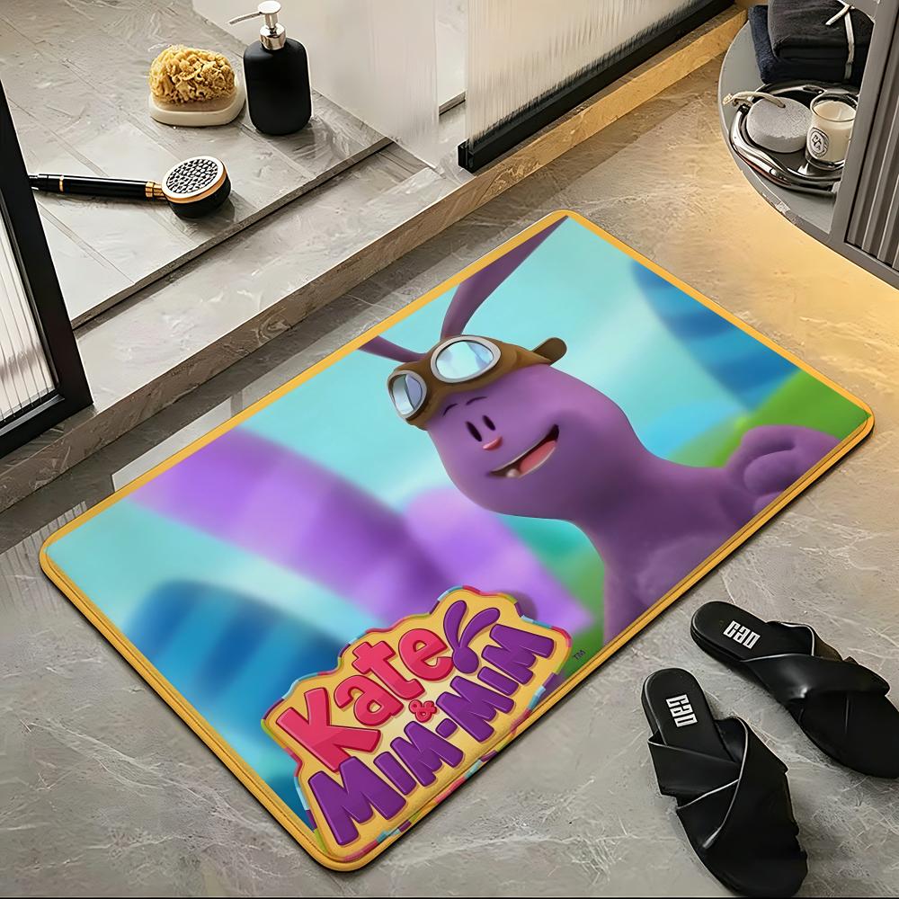 Cartoon K-Kate & M-Mim-Mim Floor Mat Soft Flannel Floor Mat Suitable for Entryways, Living Rooms, Bedrooms, and Bathrooms