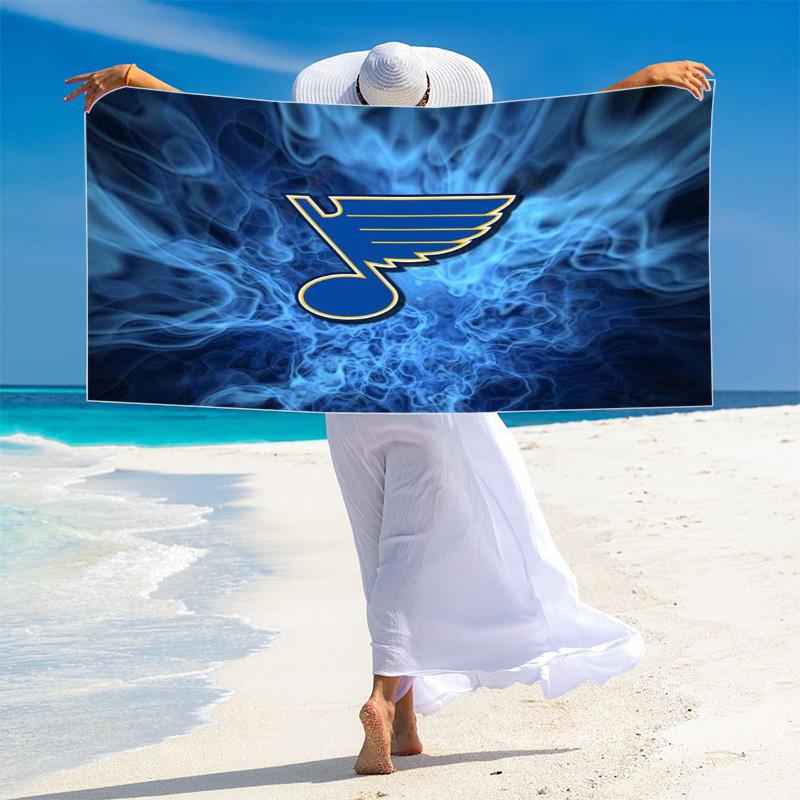 St. Louis Blues Aufdruck Strandtuch, Großes Weiches Schnelltrocknendes Handtuch für Strand Camping Schwimmen