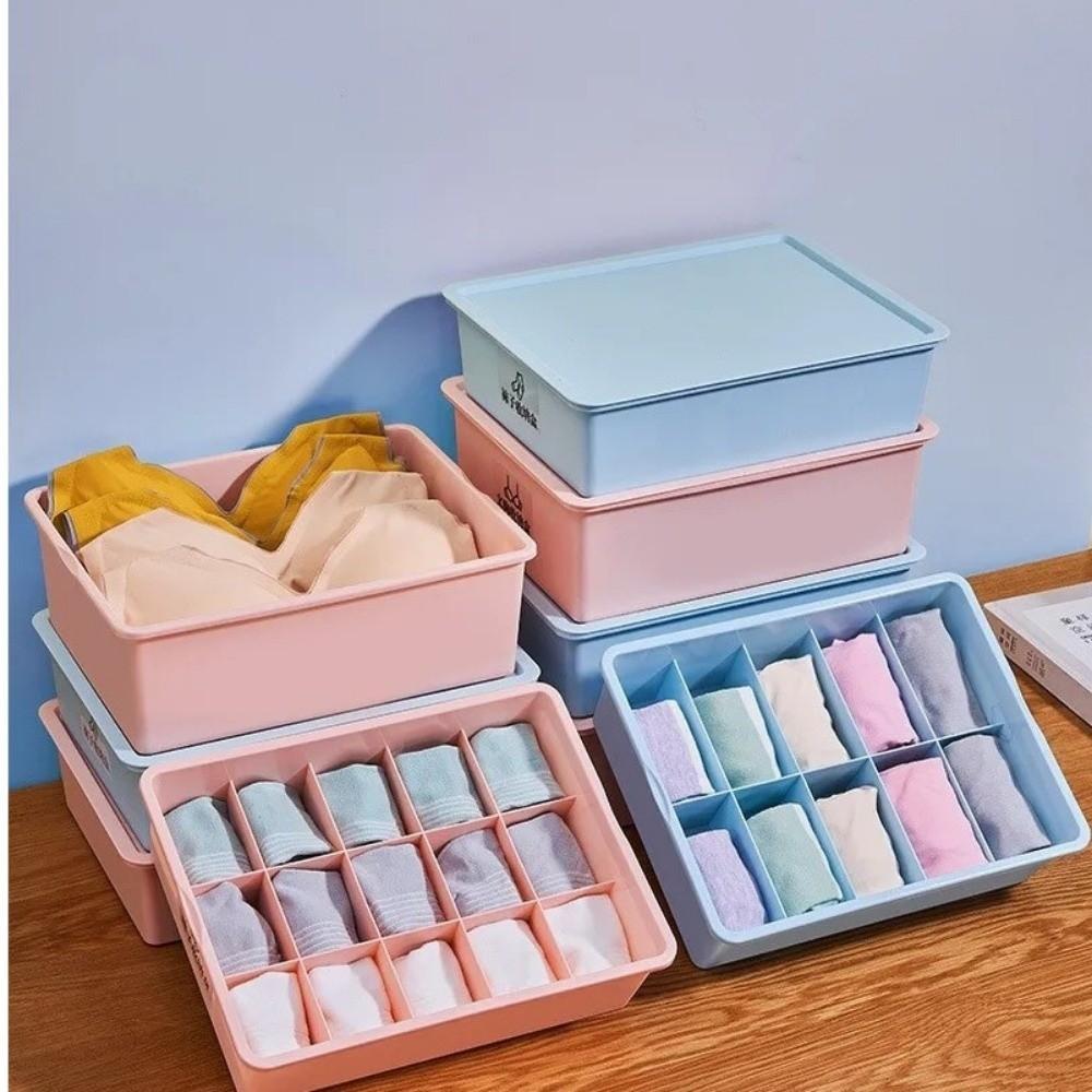 Stable Stacking Bra Drawer Organizer With Cover Socks Storage Box Compartment Organizer For Socks