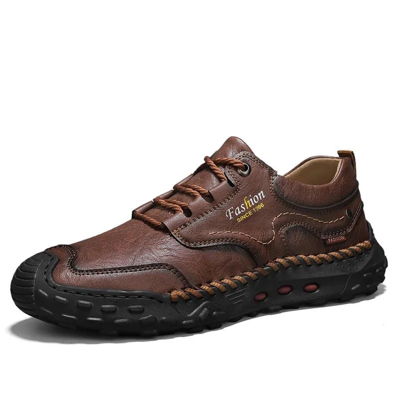 Fashion Outdoor Casual Leather Mens Shoes New Male Sneakers Adult Non-Slip Casual Desert Hiking Footwear Treking Shoes For Man Trainers