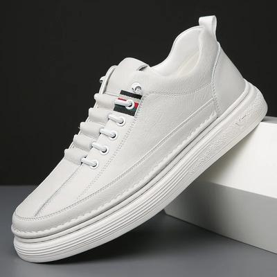 2024 Novos Sapatos Masculinos de Couro Genuíno Sapatos Casuais Concisos Brancos Sapatos de Skate Flat Street Tênis Cool