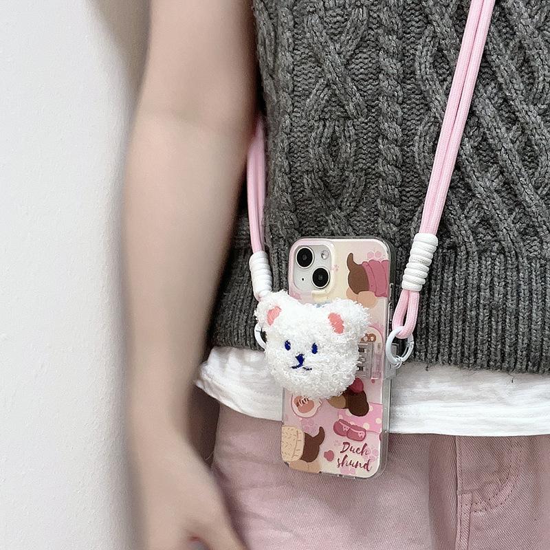 Cute Cartoon Plush Bear Doll - Long Crossbody Phone Lanyard, Durable Women's Shoulder Strap