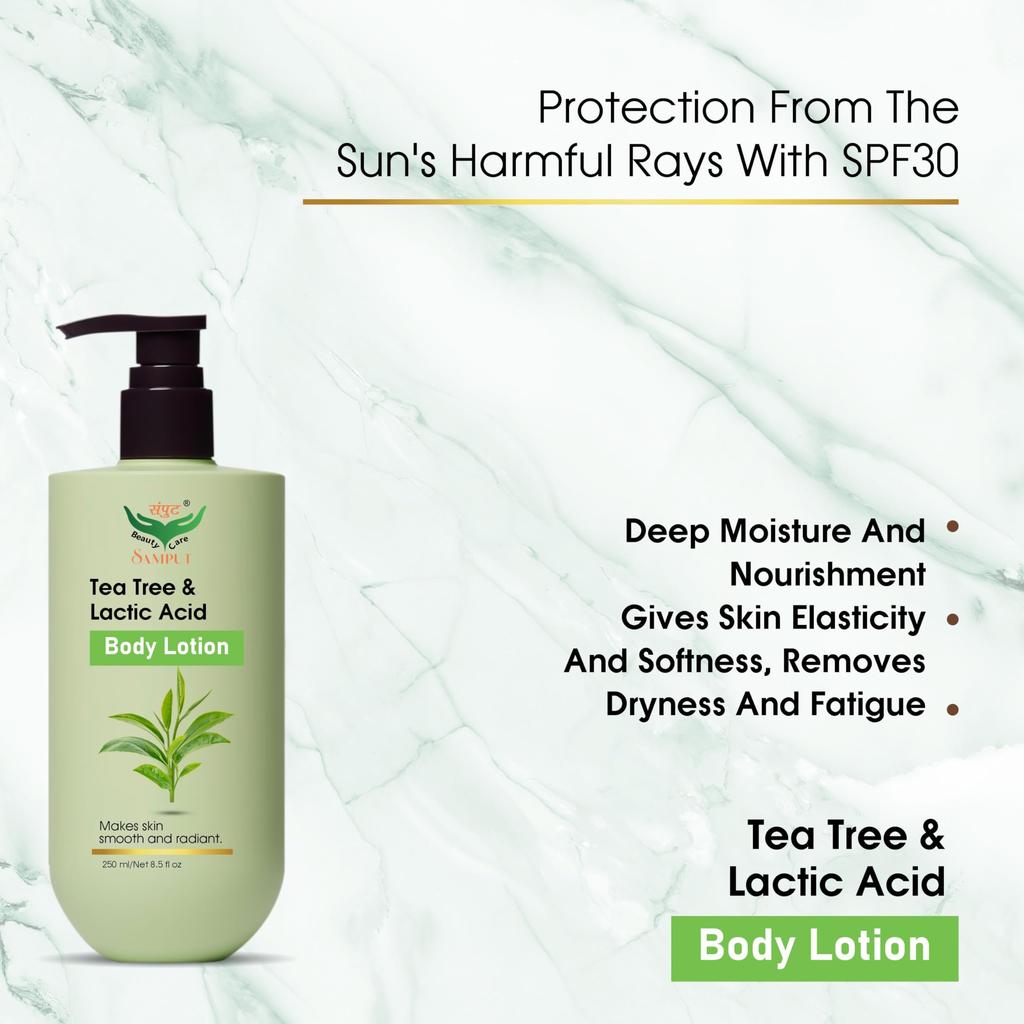 Samput Tea Tree & Lactic Acid Body Lotion – Clarifying, Hydrating & Exfoliating Formula for Smooth, Clear & Soft Skin | 250 ml (Pack Of 3)