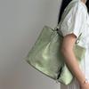 New In Women's Green Leather Underarm Shoulder Bags Fashion Large Capacity Tote Bags Commuter Big Shopper Bags Female Handbags