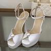 Pesstwei Fashion String Bead Peep Toe Platform Woman Sandals Ankle Buckle Strap Sexy High Heels Party Pumps Shoes Zapatos Mujer