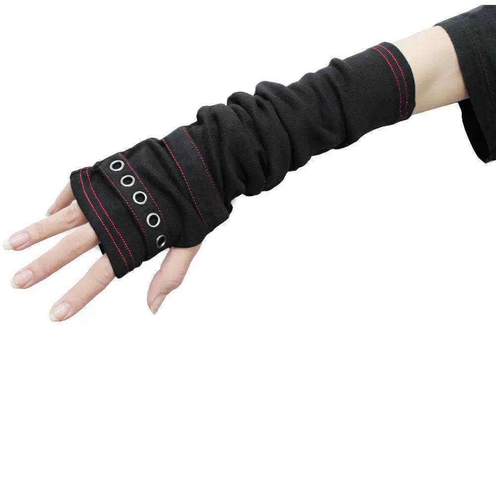 2026 Harajuku Punk Hip Hop Guantes sin Dedos para Mujer Ojales Gótico Vintage Cosplay Calentadores de Brazos Guantes