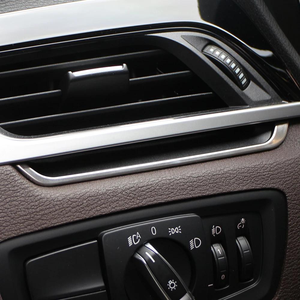 Car Air AC Vent Sticker for BMW X1 F48 2016 2017 2018 2019 2020 2Pcs Stainless Steel Decoration Cover Strip Interior Accessories
