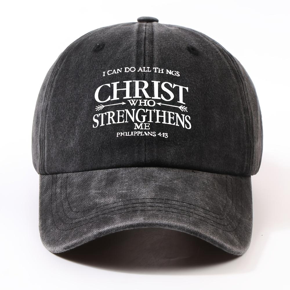 Christ Strengthens Me Philippians 4 13 Christian Baseball Cap Adjustable Casual Sun Protection Unisex Hat