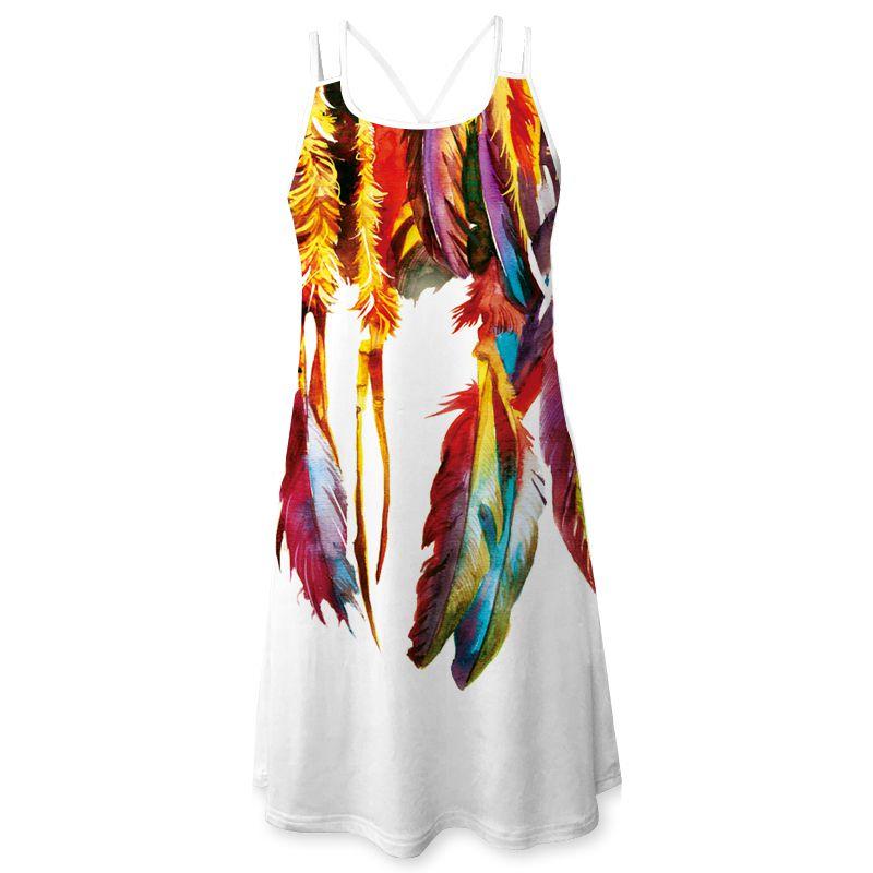 Vintage Boho Women Loose Summer Sleeveless 3d Floral Print Tank Mini Dress For Effortless Style