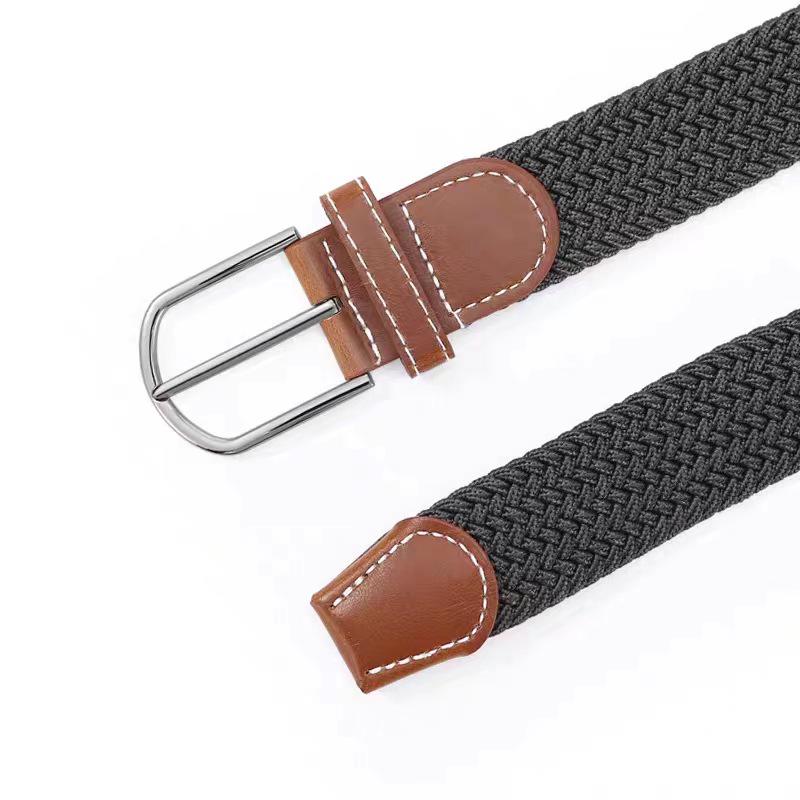 Korean Style Elastic Braided Canvas Belt with Pin Buckle for Men and Women
