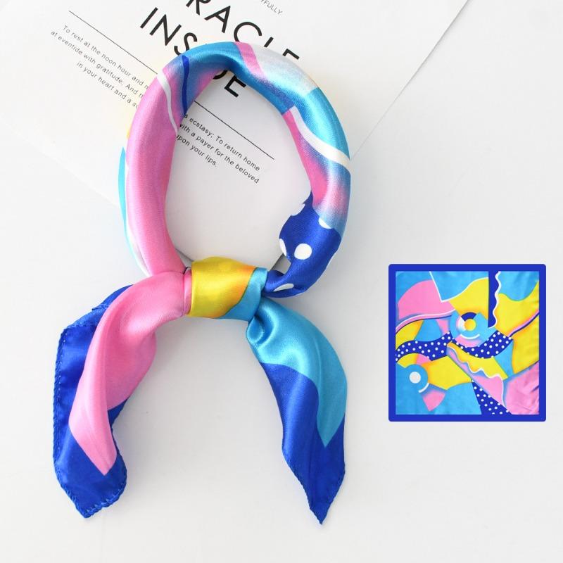 

Spring and Autumn Small Fresh Polka Dot Leopard Print 50 * 50 Simulation Silk Small Square Scarf Women s Beach Fashion Small Scarf Silk Scarf 50*50CM