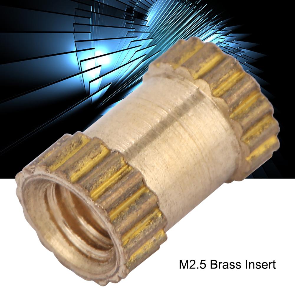 M2.5 Brass Cylinder Knurled Round Molded In Insert Embedded Nuts (M2.5*6*3.5; 50pcs)