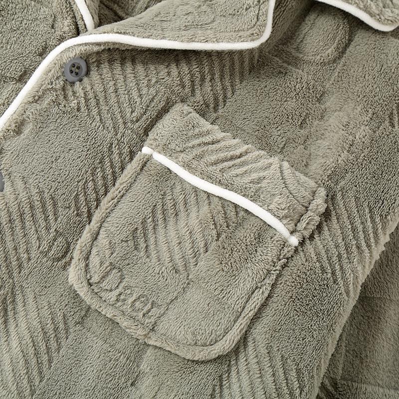 Herbst/Winter Sea Island Samt Partner-Pyjamas: Damen Warm & Herren Verdicktes Korallenfleece Hauskleidung