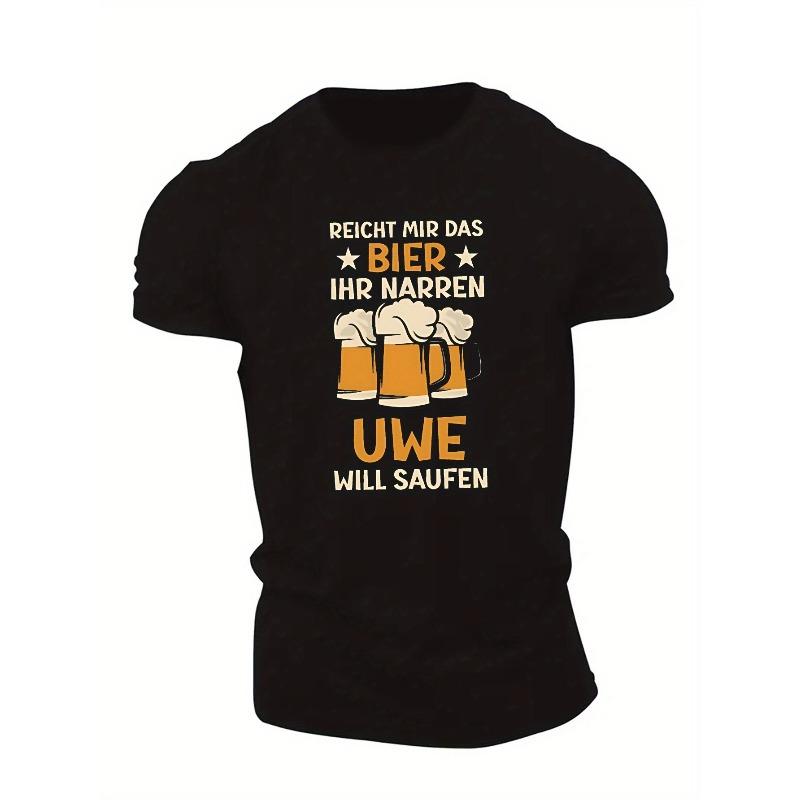 European Size Reicht Mir Das Bier Uwe Crinkle Plus Size Men's T-Shirt, PLUS SIZE