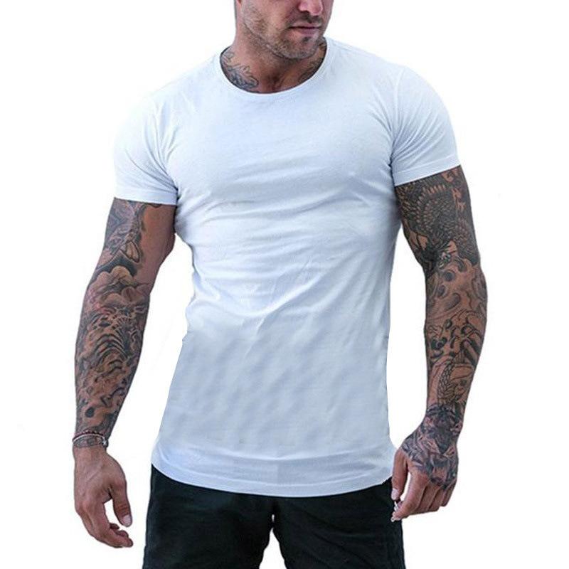 Men's Slim Fit Solid Color Round Neck Short Sleeve T-Shirt Tops