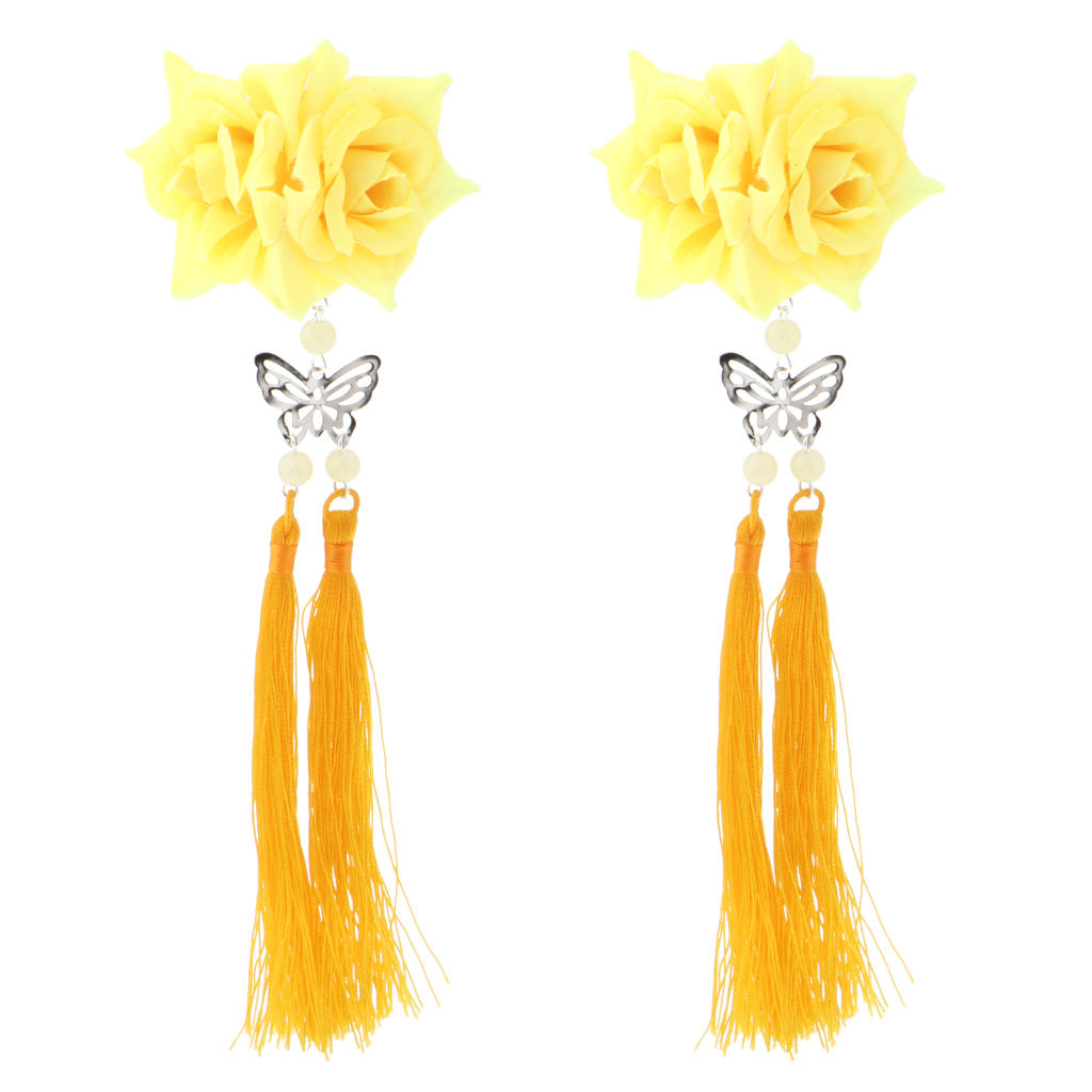 Buy 2 Pieces Fbaric Flower Butterfly Tassel Hair Clip Hair Accessories