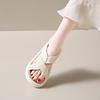 Fashion Female Sandal Comfort Shoes for Women Clogs with Heel Cross 2024 Summer Muffins Shoe Girls Beige New Velvet Thick Low Beach Fash
