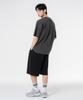 MOZMOZ Back Slit Oversized Pigment Short Sleeve T-Shirt Charcoal