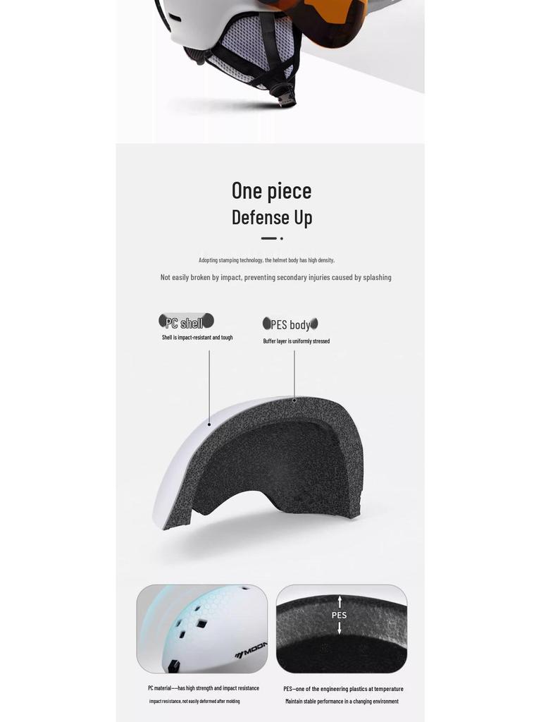 Unisex Skihelm mit Skibrille: Asiatische Passform, Stoßfest, Integrierte Formgebung für Rad- und Bergsicherheit