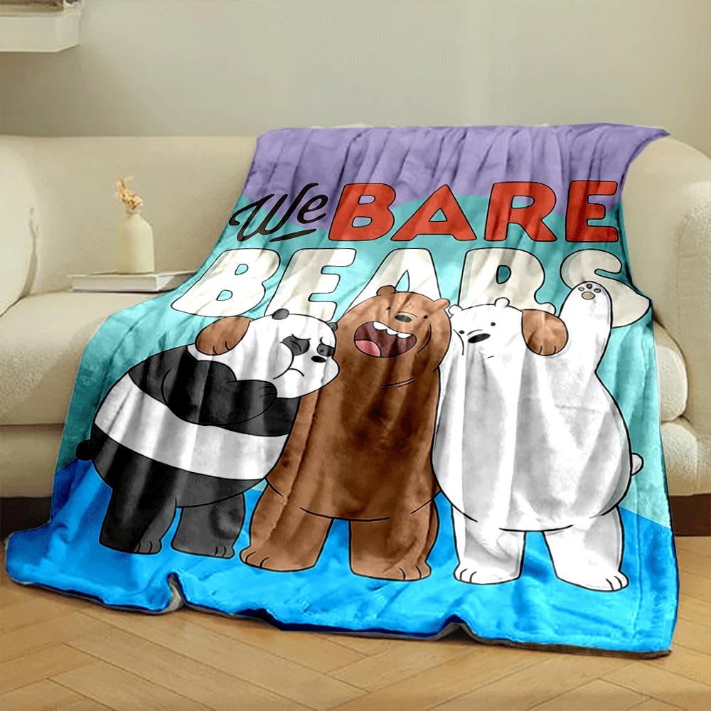Three Cartoon Bears with Distinct Colors Stand Under Bold Title Text. for All Seasons Blanket Lunch Break Throw Gift