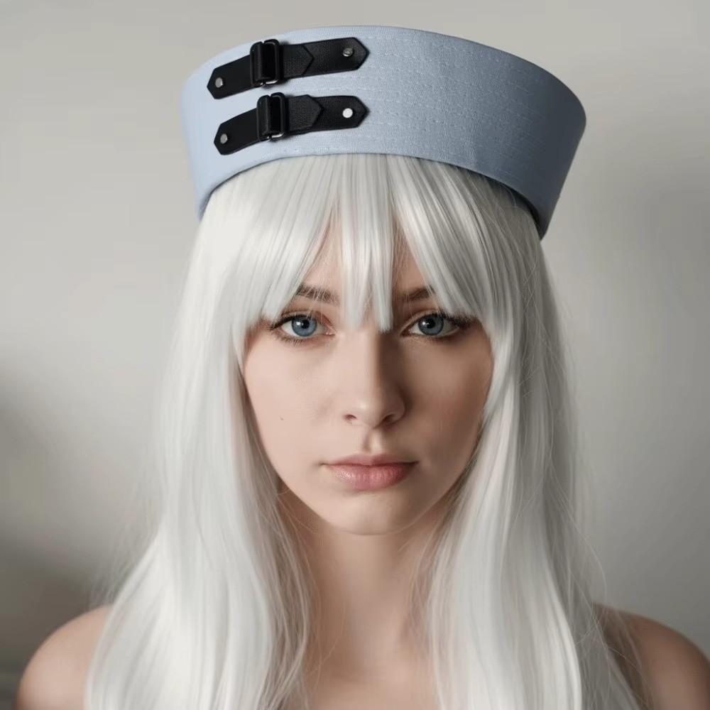 Chain Sweet Captain Hat Y2K Black Cosplay Sailor Hat Leather Buckle Sailor Hat Festival Wear
