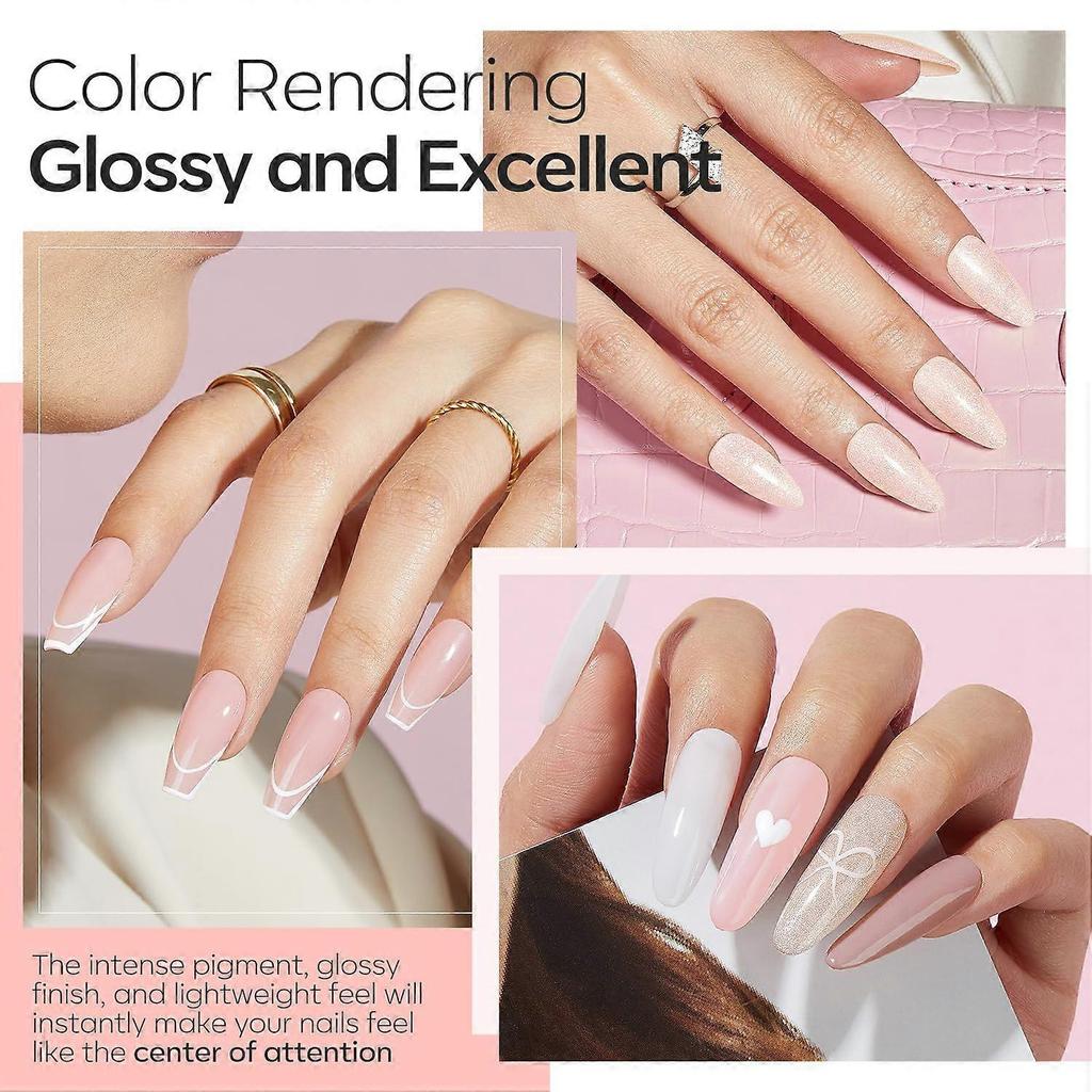 Modelones Dip-Pulver-Nagelkit, 4 Farben Nude Rosa Glitzer Dipping Starter-Set mit Flüssigkeit und komplettem Zubehör für French Nails Kunst-Salon zu Hause