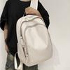 Soft Leather Schoolbag Solid Color Student Backpack Women's Large Capacity Backpack Men Computer Travel Backpack