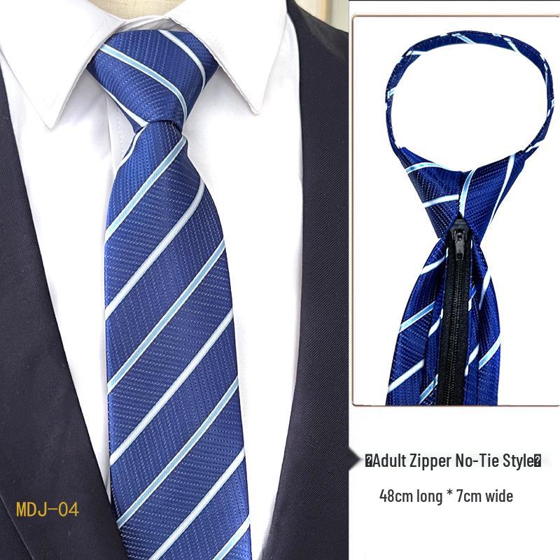 Men's 7cm Easy-Pull Zipper Tie, 1200-Needle Yarn-Dyed Polyester