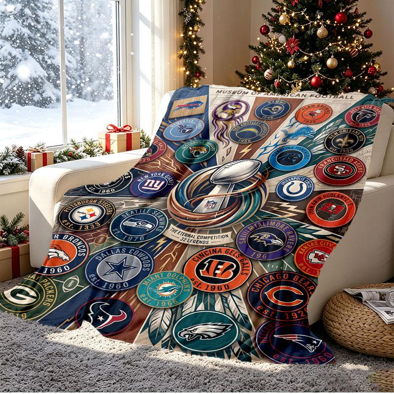 Deka s NFL vzorem pro domácí dekoraci, postel, pohovku, cestování autem, kempování, vhodná pro všechna roční období, dárek k narozeninám, Vánocům