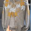 2PCS Thin Knitted Tops Women Printed Cardigan Short Sleeve Knitted T-Shirt Two-piece Round Neck Knitted Cardigan Jacket T-Shirt
