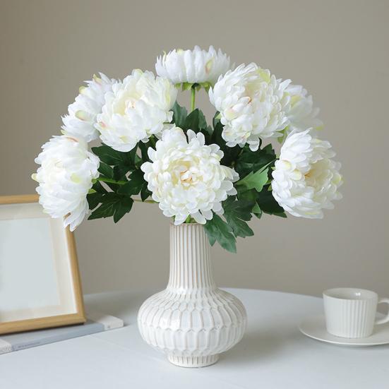 2 Pcs Artificial Chrysanthemum Stems Realistic Fake Chrysanthemum Faux Flower with Flexible