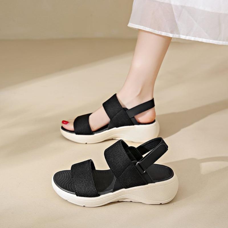 Taizhou Women's Shoes New Round Head Muffin Platform Shoes Casual Fashion Velcro Beach Sandals Women's Summer