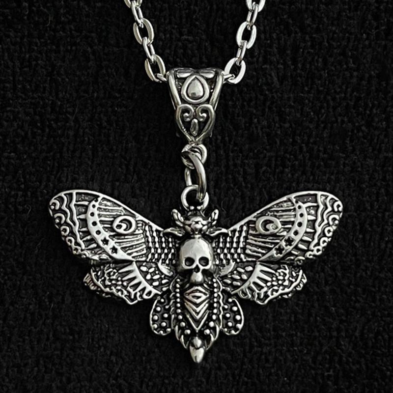 Death Moth Necklace Pendant with 18-inch Chain