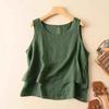 Women's Linen Sleeveless Tank Top Loose Casual Vintage Simple Spliced Camisole for Summer