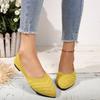Breathable knitted large-size women's shoes, black and yellow casual fashion one-pedal lazy shoes, women's summer shoes