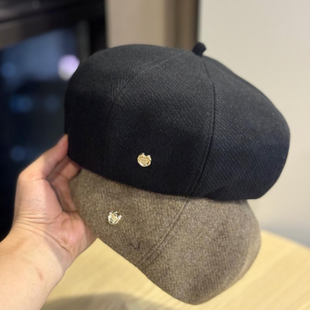 Autumn Woolen Beret Women's Face Revealing Small Versatile Casual Painter Hat Retro British Style Newsboy Hat