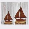 Ornamentos de Jardim de Velheiro de Metal, 2 Peças de Decorações de Jardim 3D, Navio Vintage Marrom Enferrujado, Perfeito para Decorações Externas com Tema Oceânico