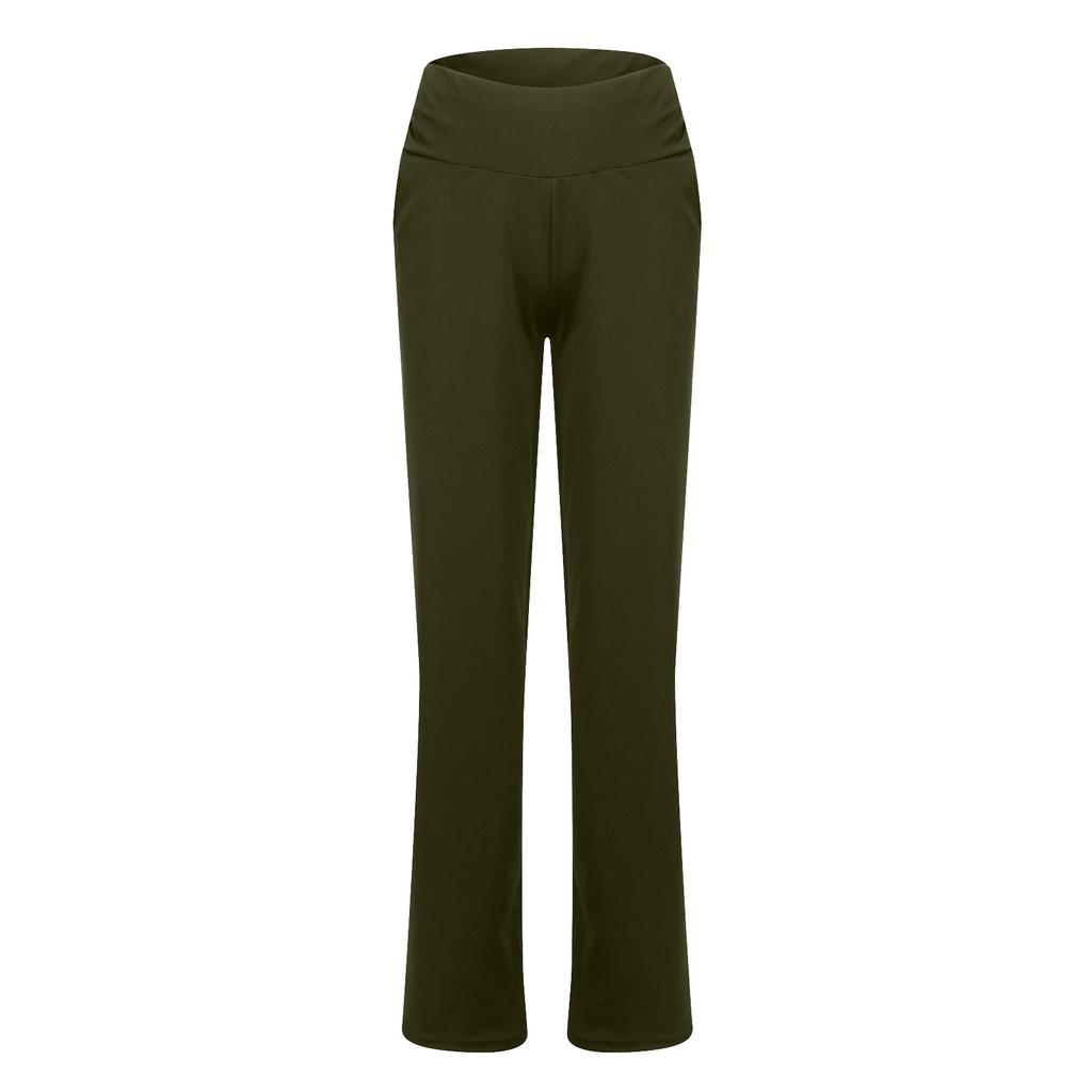 Women's Fashion Loose Sport Solid Yoga Elasticity Wide Leg Pants With Pockets