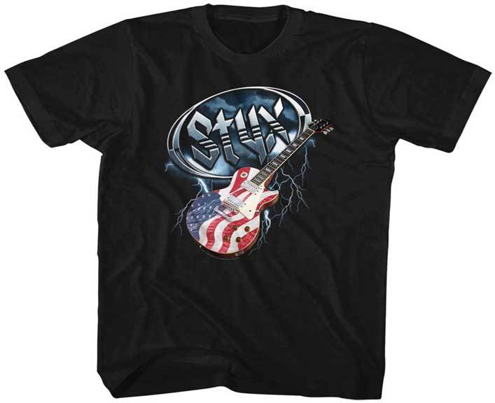 Styx Band Logo & American Flag Guitar Youth T Shirt 2T-YXL Rock Music Unisex T-Shirt XXXL