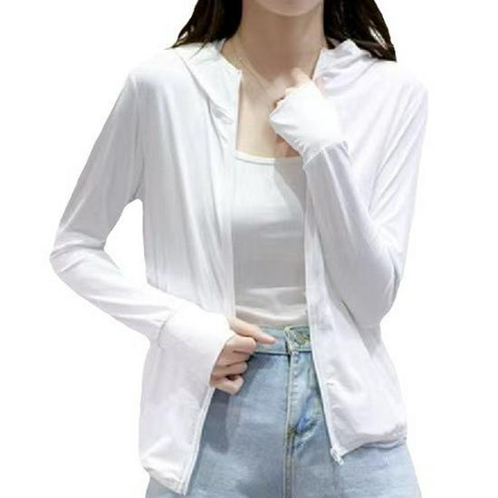 Women's Hooded Sun Protection Jacket: 2024 Summer Lightweight, Long-Sleeve, Breathable, Solid Color, Thin Knit Design