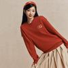 Fila Original Peony Pullover Simple Fashion Classic Retro Casual Versatile Comfortable Loose Round Neck Sweatshirt Unisex Sweatshirt Red F51U619203FRD