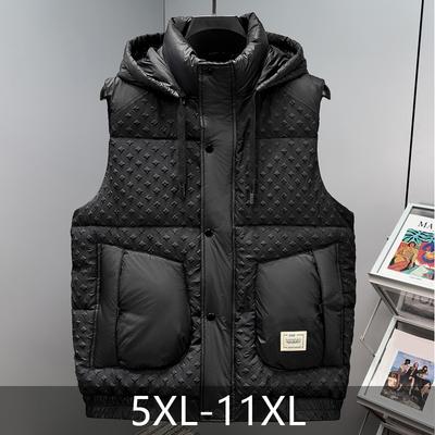 Plus Size 5XL-11XL Fashion Winter Oversize Warm Sleeveless Vest Men Outerwears Thick Winter Men's Jacket Hooded