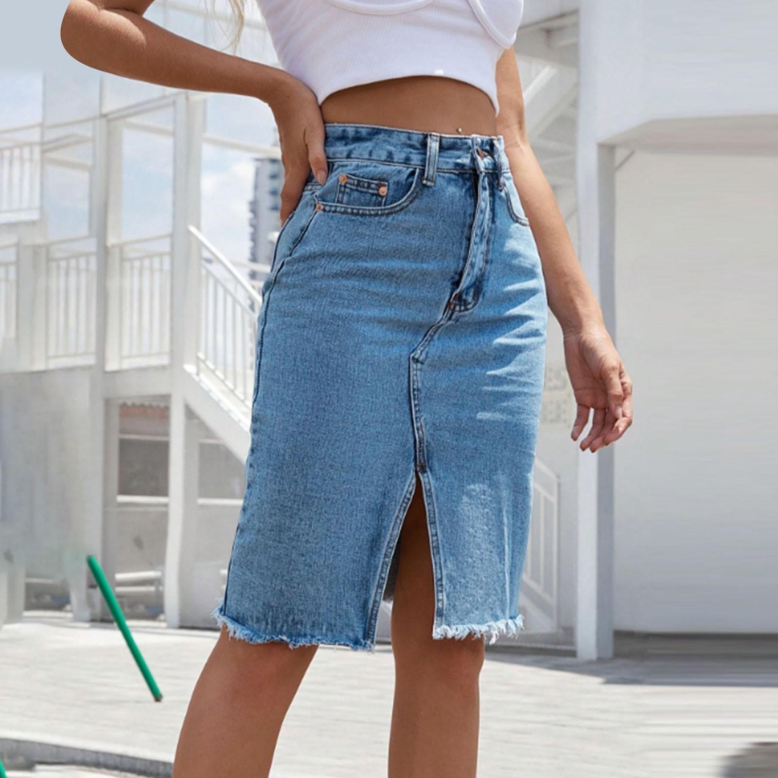 

Женские модные джинсы средней длины с высокой талией, облегающие бедра, с разрезом, полудлинные XS небесно-голубой