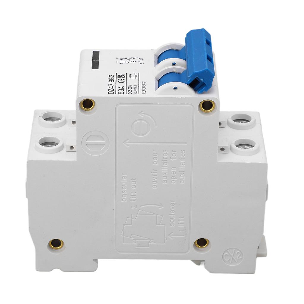 2P Circuit Breaker DC 500V MCB 63A Protection Switch 4000A Breaking Capacity for Home Type B