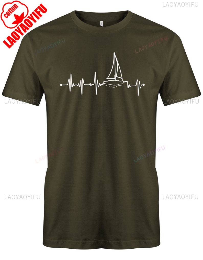 

Mens Heartbeat Sailing Sport Shirt TShirt Funny Women Men Cotton T Shirt Summer Casual Regular Short Sleeve Graphic T Shirts 4XL