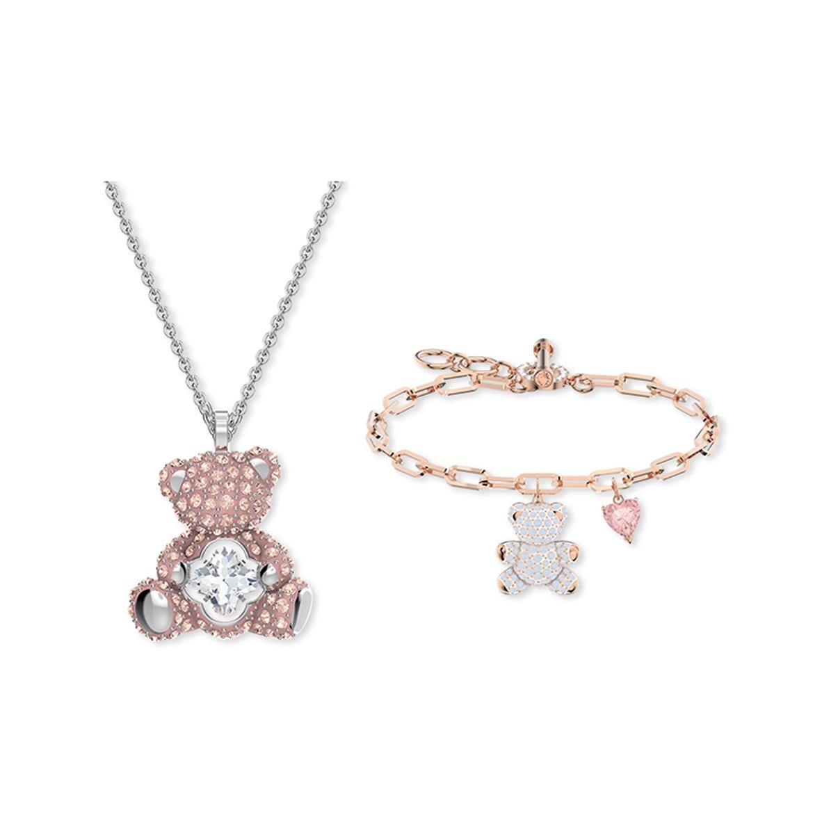 

Swarovski Teddy Cute Heartfelt Bear Necklace And Bracelet Set Women jewelry ES2021012001 Box (Random Color)