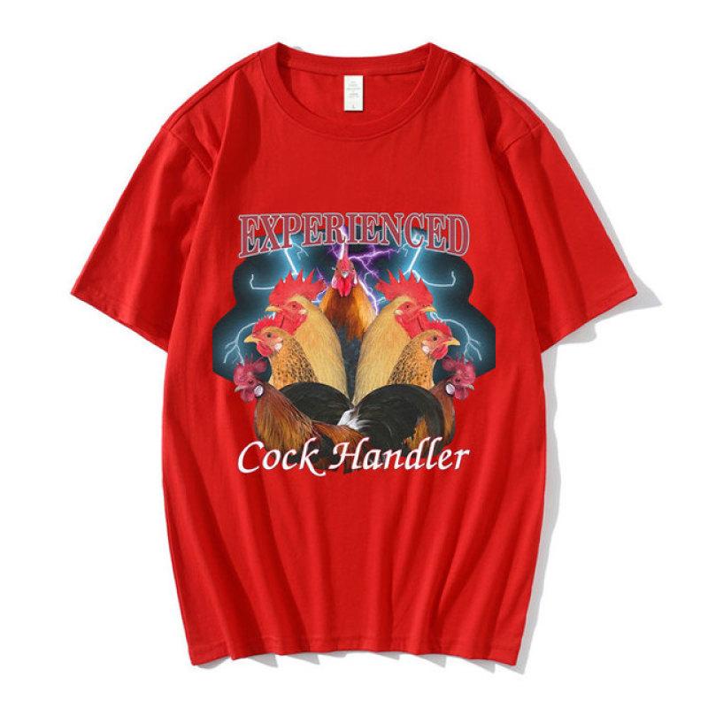 Funny Professional Cock Handler Chicken and Rooster Graphic T Shirt Men's Casual Cotton Oversized T-shirts Harajuku Streetwear