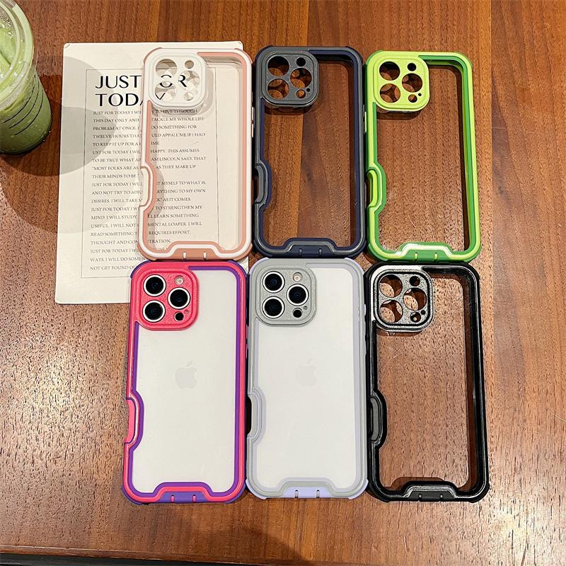 Luxury Simple Color Collision Acrylic Phone Case For iPhone 16 15 14 Plus 13 12 Pro Max 11 Hard Shockproof Proteciton Back Cover
