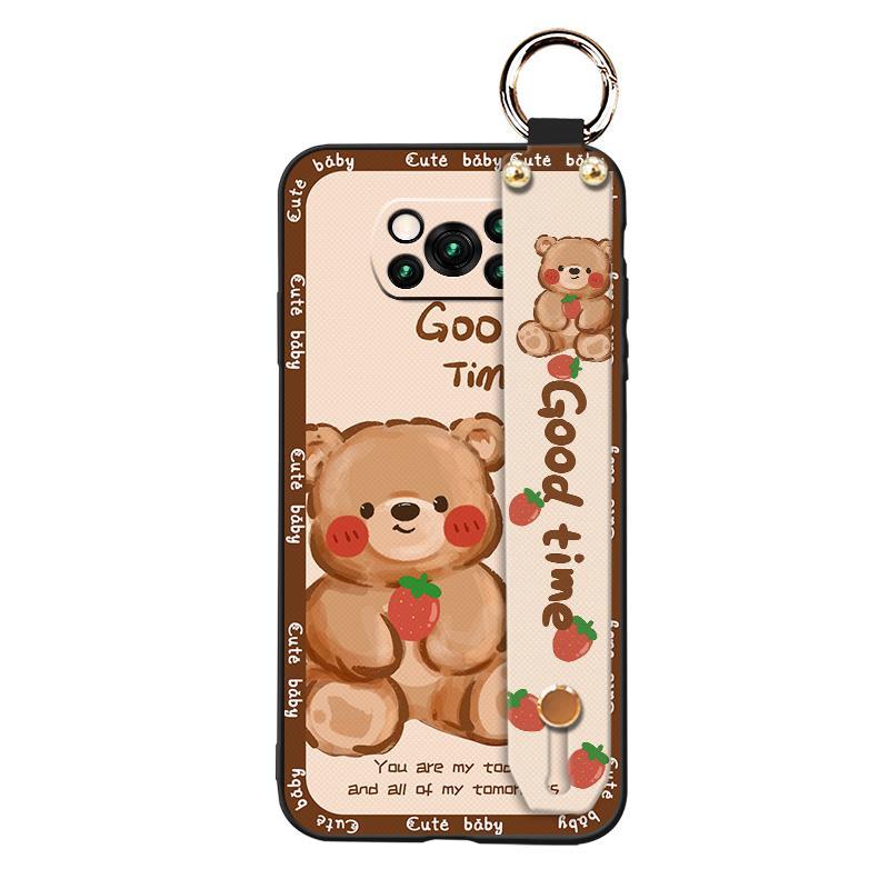 Dirt-resistant Wrist Strap Phone Case For Xiaomi Poco X3 NFC/X3 Pro Durable Cartoon Shockproof Waterproof Protective