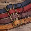 Vintage Handmade Men's Leather Belt Top Layer Pure Cowhide Copper Buckle Jeans Leather Belt